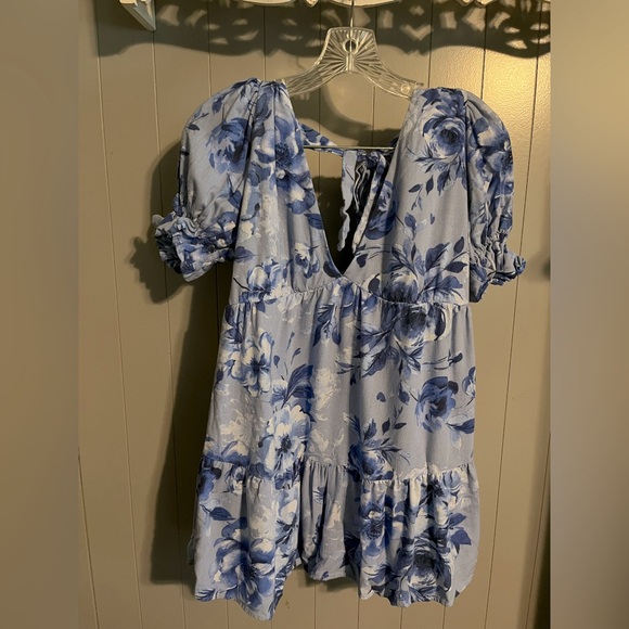 Altard State Blue floral linen blend mini dress - Picture 1 of 3
